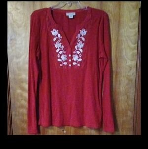 Ariat Red Embroidered Women's Top XL